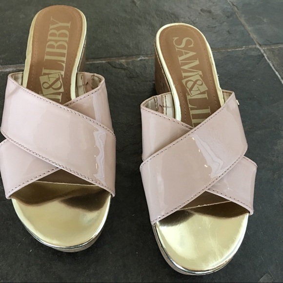 Sam & Libby Pink Wedge Sandals Size 8 - Picture 2 of 8